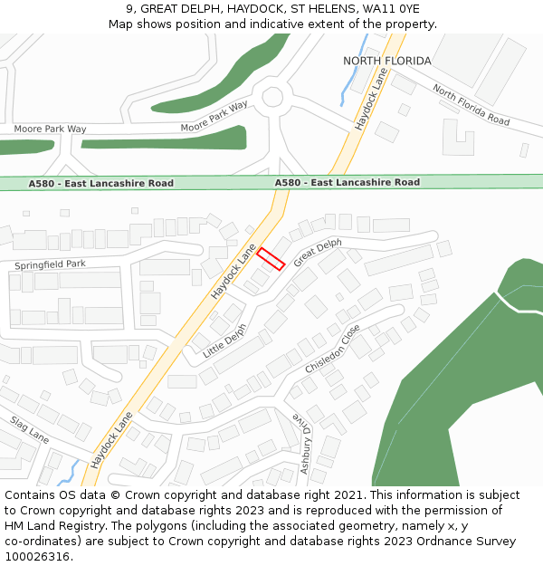 9, GREAT DELPH, HAYDOCK, ST HELENS, WA11 0YE: Location map and indicative extent of plot