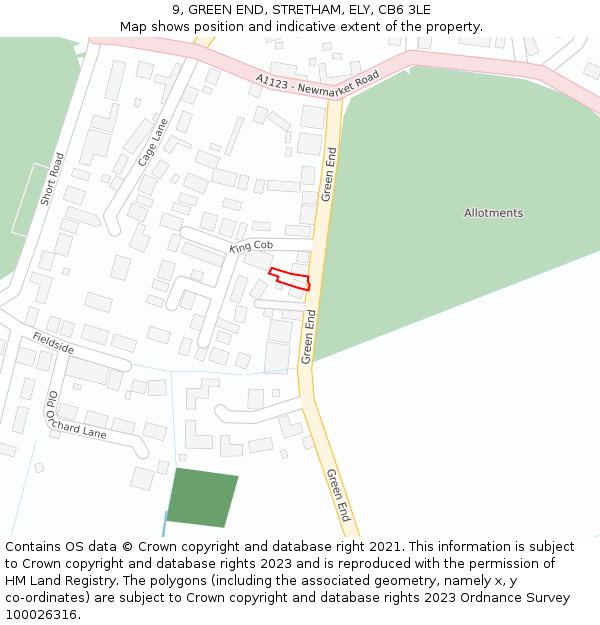 9, GREEN END, STRETHAM, ELY, CB6 3LE: Location map and indicative extent of plot