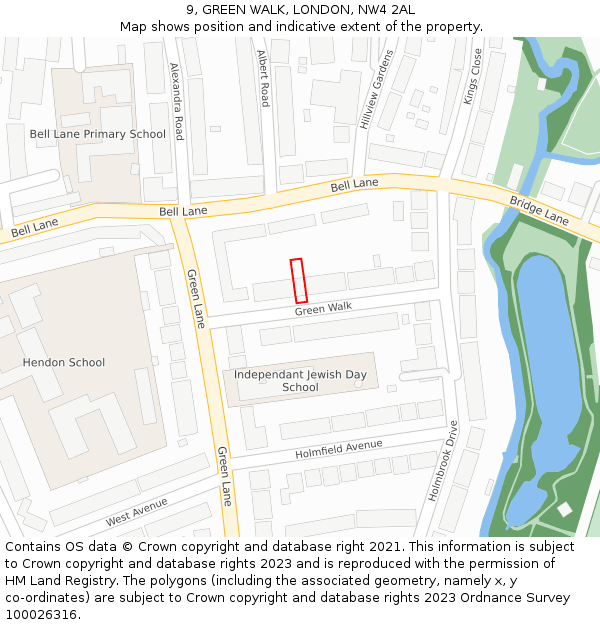 9, GREEN WALK, LONDON, NW4 2AL: Location map and indicative extent of plot