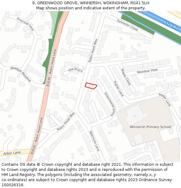 9, GREENWOOD GROVE, WINNERSH, WOKINGHAM, RG41 5LH: Location map and indicative extent of plot