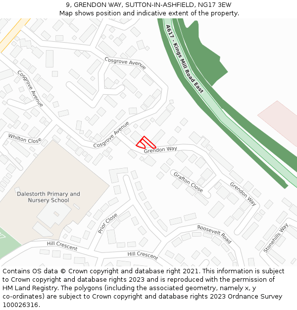 9, GRENDON WAY, SUTTON-IN-ASHFIELD, NG17 3EW: Location map and indicative extent of plot