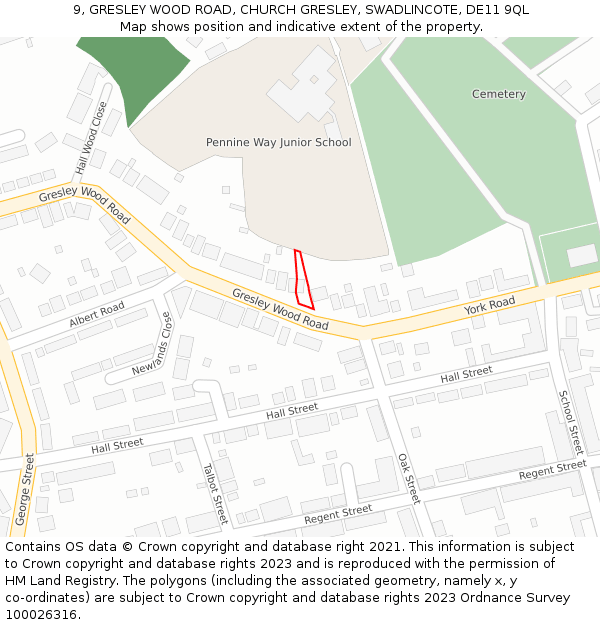 9, GRESLEY WOOD ROAD, CHURCH GRESLEY, SWADLINCOTE, DE11 9QL: Location map and indicative extent of plot