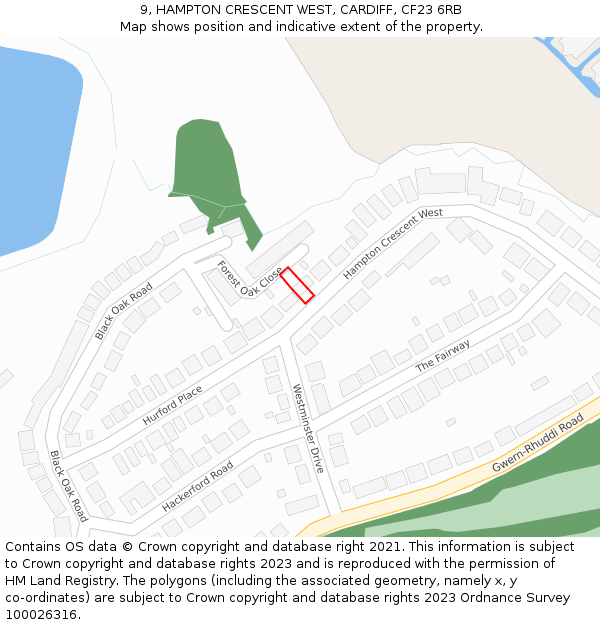 9, HAMPTON CRESCENT WEST, CARDIFF, CF23 6RB: Location map and indicative extent of plot