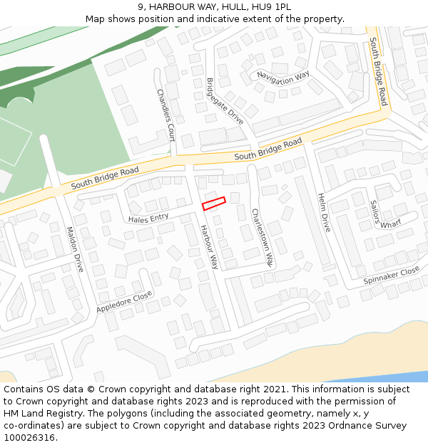 9, HARBOUR WAY, HULL, HU9 1PL: Location map and indicative extent of plot