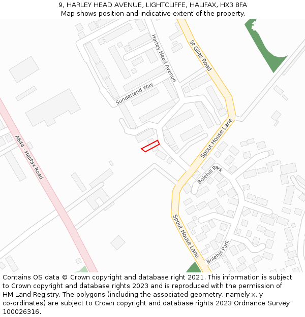 9, HARLEY HEAD AVENUE, LIGHTCLIFFE, HALIFAX, HX3 8FA: Location map and indicative extent of plot