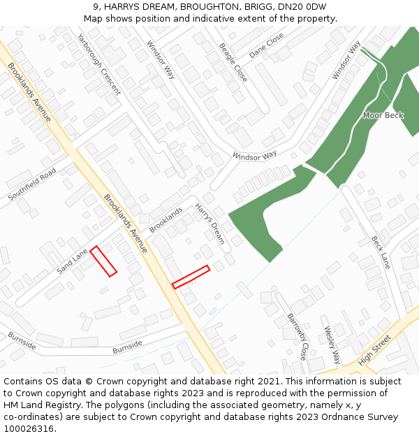 9, HARRYS DREAM, BROUGHTON, BRIGG, DN20 0DW: Location map and indicative extent of plot