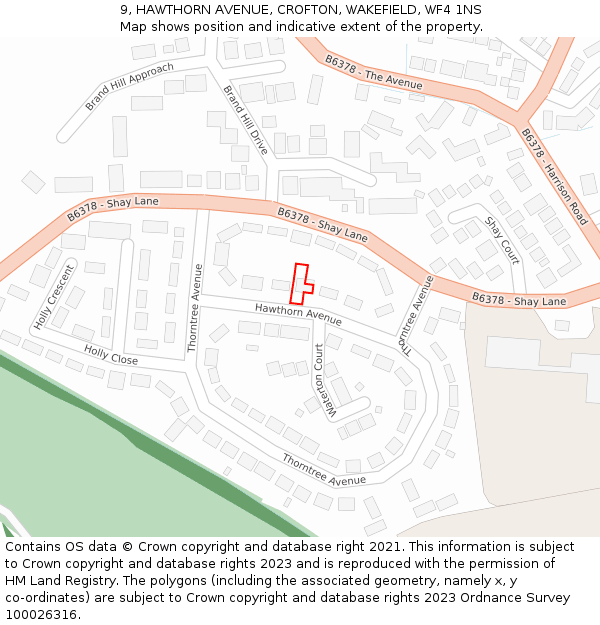 9, HAWTHORN AVENUE, CROFTON, WAKEFIELD, WF4 1NS: Location map and indicative extent of plot