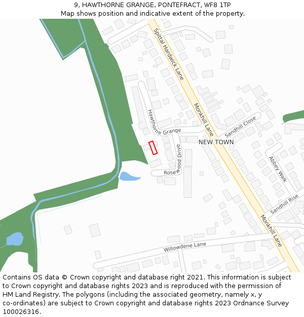 9, HAWTHORNE GRANGE, PONTEFRACT, WF8 1TP: Location map and indicative extent of plot