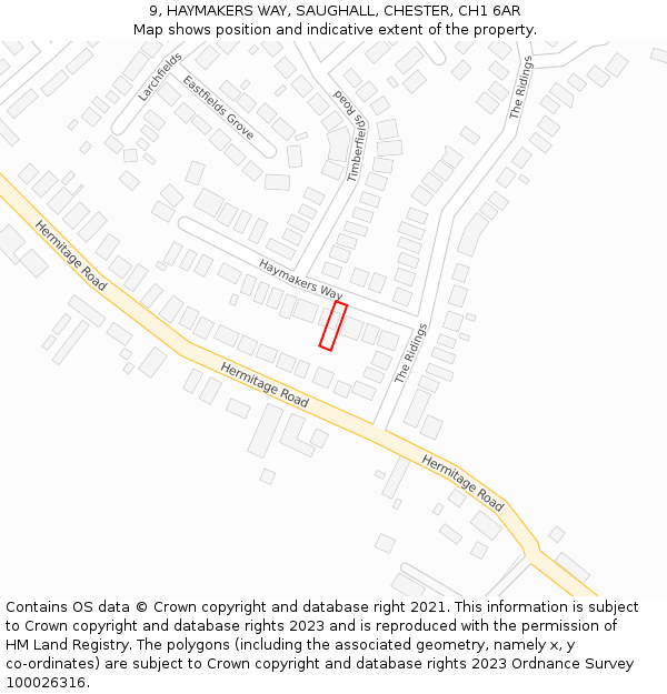 9, HAYMAKERS WAY, SAUGHALL, CHESTER, CH1 6AR: Location map and indicative extent of plot