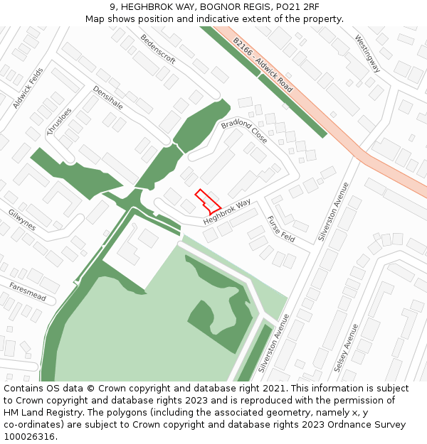 9, HEGHBROK WAY, BOGNOR REGIS, PO21 2RF: Location map and indicative extent of plot