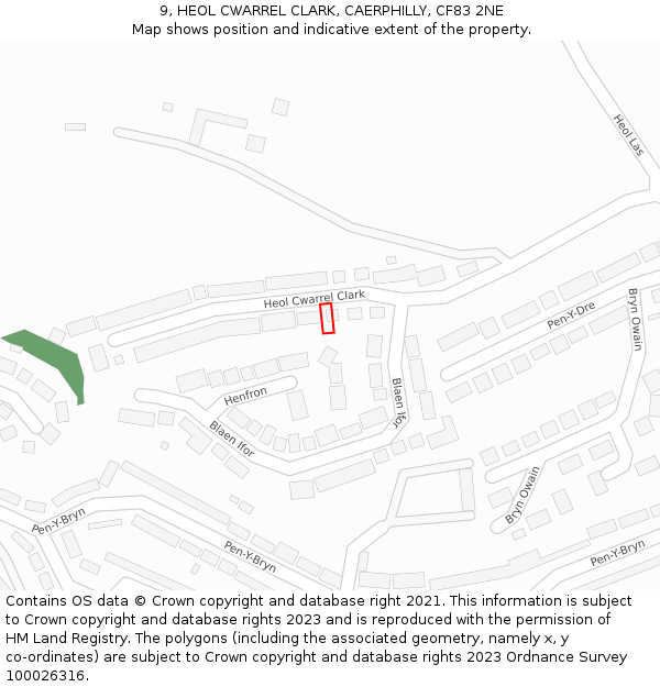 9, HEOL CWARREL CLARK, CAERPHILLY, CF83 2NE: Location map and indicative extent of plot