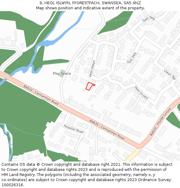 9, HEOL ISLWYN, FFORESTFACH, SWANSEA, SA5 4NZ: Location map and indicative extent of plot