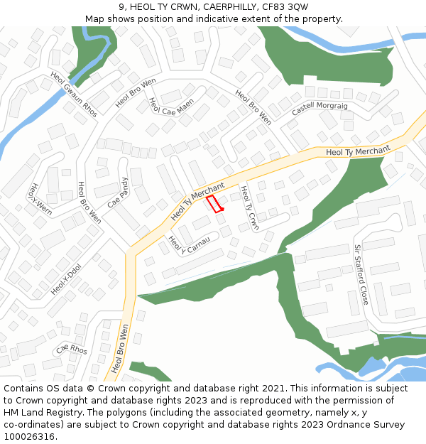 9, HEOL TY CRWN, CAERPHILLY, CF83 3QW: Location map and indicative extent of plot