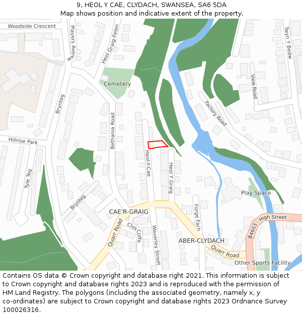 9, HEOL Y CAE, CLYDACH, SWANSEA, SA6 5DA: Location map and indicative extent of plot