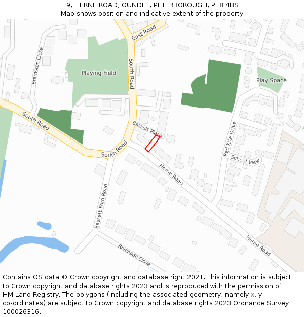 9, HERNE ROAD, OUNDLE, PETERBOROUGH, PE8 4BS: Location map and indicative extent of plot