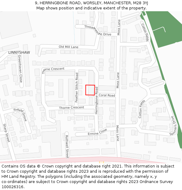 9, HERRINGBONE ROAD, WORSLEY, MANCHESTER, M28 3YJ: Location map and indicative extent of plot