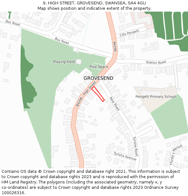 9, HIGH STREET, GROVESEND, SWANSEA, SA4 4GU: Location map and indicative extent of plot