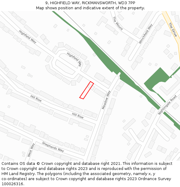 9, HIGHFIELD WAY, RICKMANSWORTH, WD3 7PP: Location map and indicative extent of plot