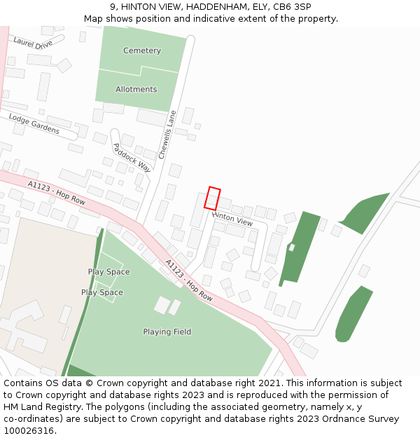 9, HINTON VIEW, HADDENHAM, ELY, CB6 3SP: Location map and indicative extent of plot