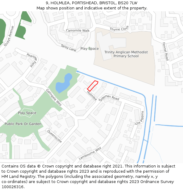 9, HOLMLEA, PORTISHEAD, BRISTOL, BS20 7LW: Location map and indicative extent of plot