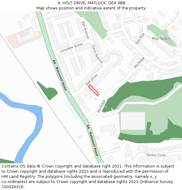 9, HOLT DRIVE, MATLOCK, DE4 3BB: Location map and indicative extent of plot