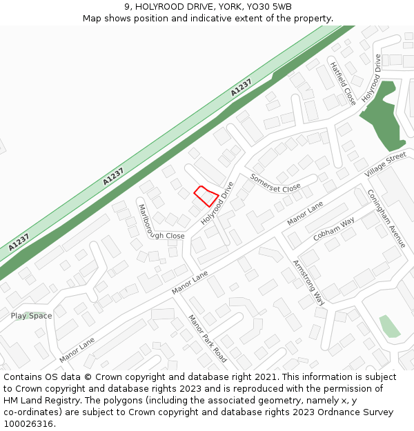 9, HOLYROOD DRIVE, YORK, YO30 5WB: Location map and indicative extent of plot