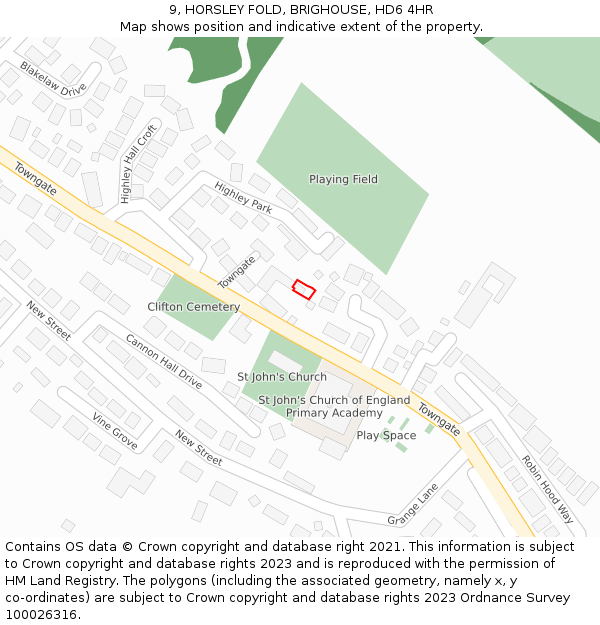 9, HORSLEY FOLD, BRIGHOUSE, HD6 4HR: Location map and indicative extent of plot