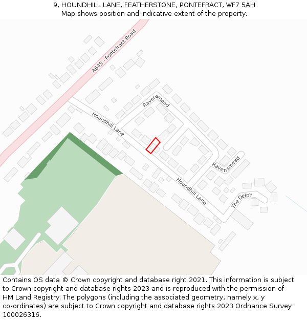 9, HOUNDHILL LANE, FEATHERSTONE, PONTEFRACT, WF7 5AH: Location map and indicative extent of plot