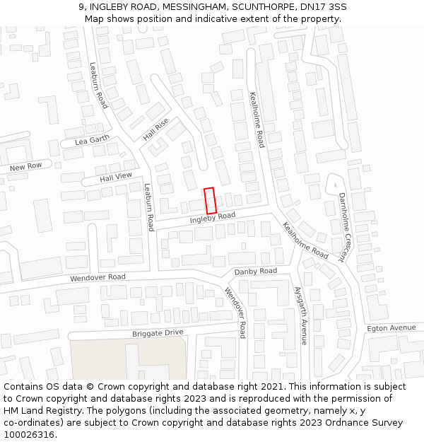 9, INGLEBY ROAD, MESSINGHAM, SCUNTHORPE, DN17 3SS: Location map and indicative extent of plot