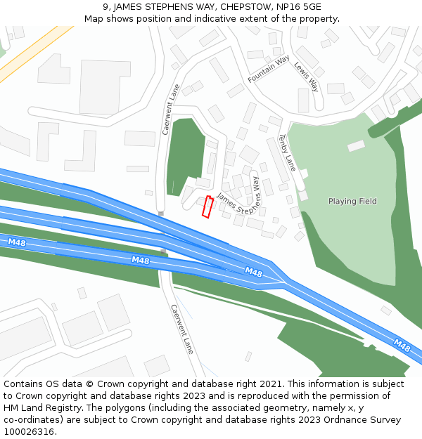 9, JAMES STEPHENS WAY, CHEPSTOW, NP16 5GE: Location map and indicative extent of plot