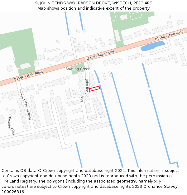 9, JOHN BENDS WAY, PARSON DROVE, WISBECH, PE13 4PS: Location map and indicative extent of plot