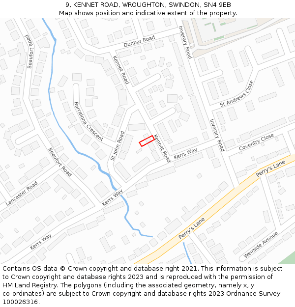 9, KENNET ROAD, WROUGHTON, SWINDON, SN4 9EB: Location map and indicative extent of plot