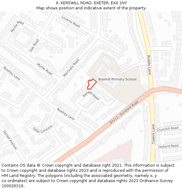 9, KERSWILL ROAD, EXETER, EX4 1NY: Location map and indicative extent of plot