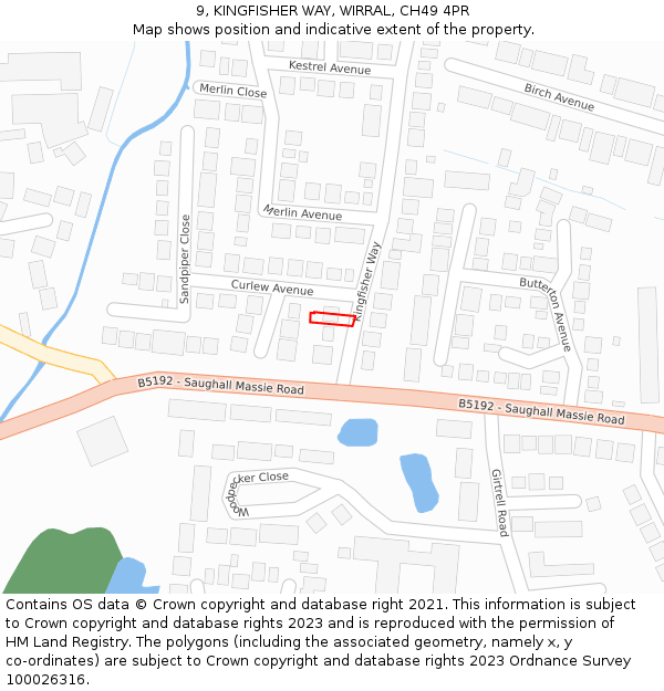 9, KINGFISHER WAY, WIRRAL, CH49 4PR: Location map and indicative extent of plot