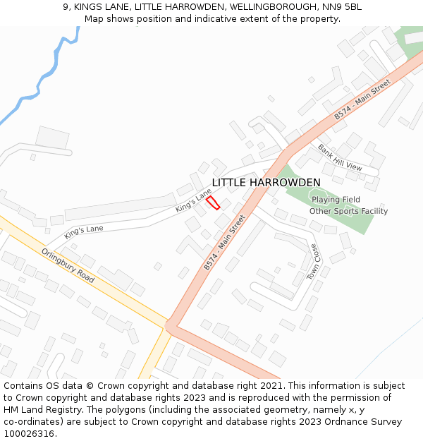 9, KINGS LANE, LITTLE HARROWDEN, WELLINGBOROUGH, NN9 5BL: Location map and indicative extent of plot