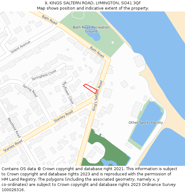 9, KINGS SALTERN ROAD, LYMINGTON, SO41 3QF: Location map and indicative extent of plot