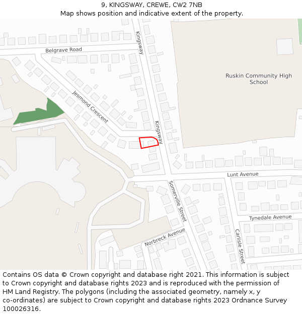 9, KINGSWAY, CREWE, CW2 7NB: Location map and indicative extent of plot