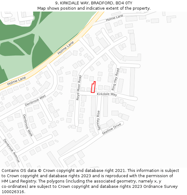 9, KIRKDALE WAY, BRADFORD, BD4 0TY: Location map and indicative extent of plot