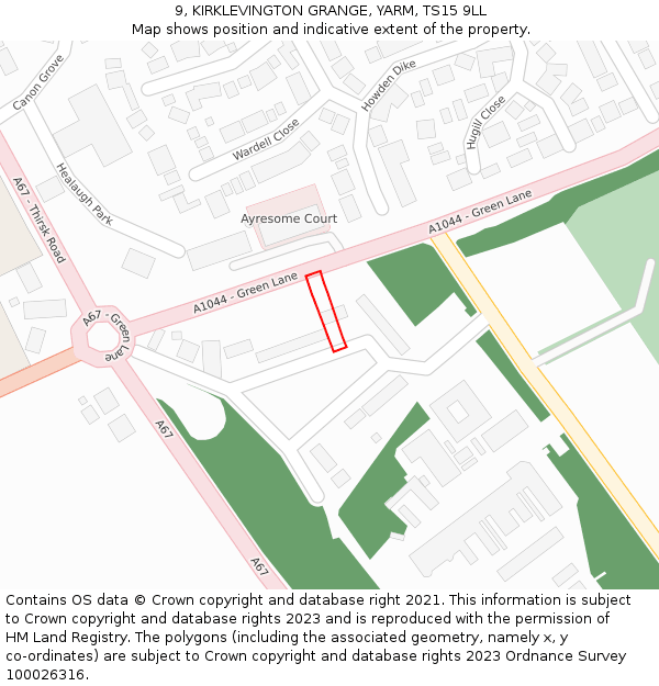 9, KIRKLEVINGTON GRANGE, YARM, TS15 9LL: Location map and indicative extent of plot