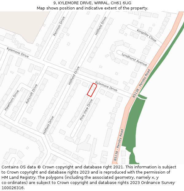 9, KYLEMORE DRIVE, WIRRAL, CH61 6UG: Location map and indicative extent of plot
