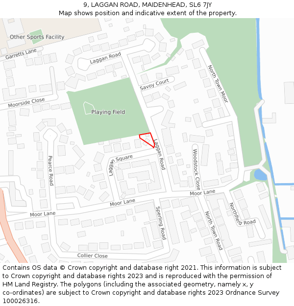 9, LAGGAN ROAD, MAIDENHEAD, SL6 7JY: Location map and indicative extent of plot