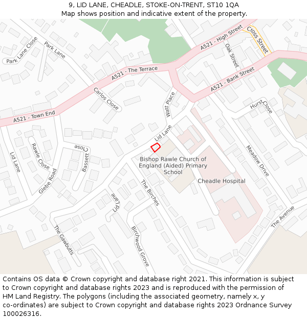 9, LID LANE, CHEADLE, STOKE-ON-TRENT, ST10 1QA: Location map and indicative extent of plot