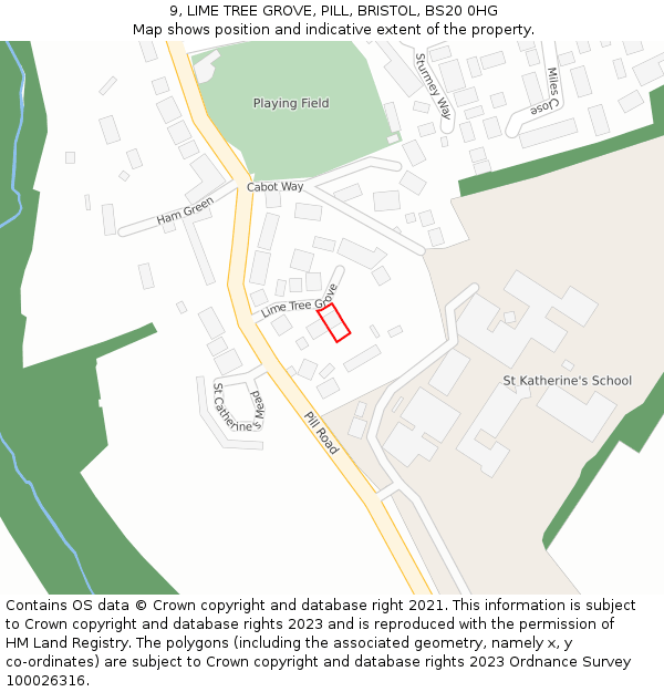 9, LIME TREE GROVE, PILL, BRISTOL, BS20 0HG: Location map and indicative extent of plot