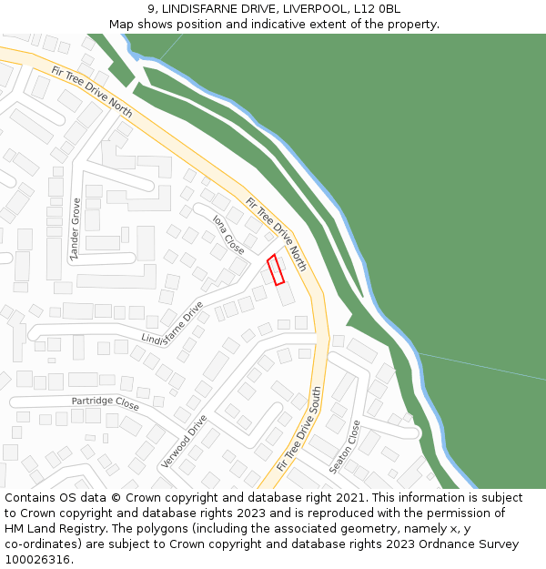 9, LINDISFARNE DRIVE, LIVERPOOL, L12 0BL: Location map and indicative extent of plot