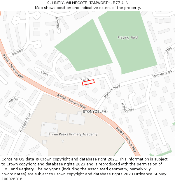 9, LINTLY, WILNECOTE, TAMWORTH, B77 4LN: Location map and indicative extent of plot