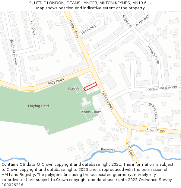 9, LITTLE LONDON, DEANSHANGER, MILTON KEYNES, MK19 6HU: Location map and indicative extent of plot