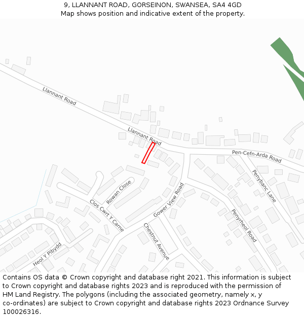 9, LLANNANT ROAD, GORSEINON, SWANSEA, SA4 4GD: Location map and indicative extent of plot