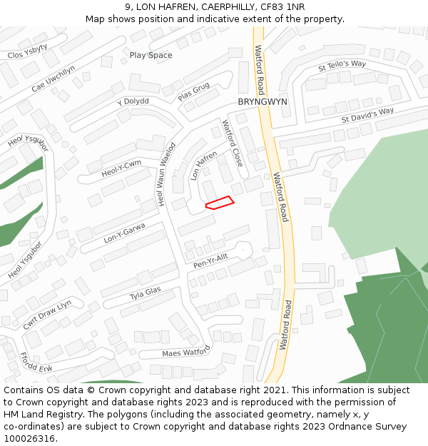 9, LON HAFREN, CAERPHILLY, CF83 1NR: Location map and indicative extent of plot