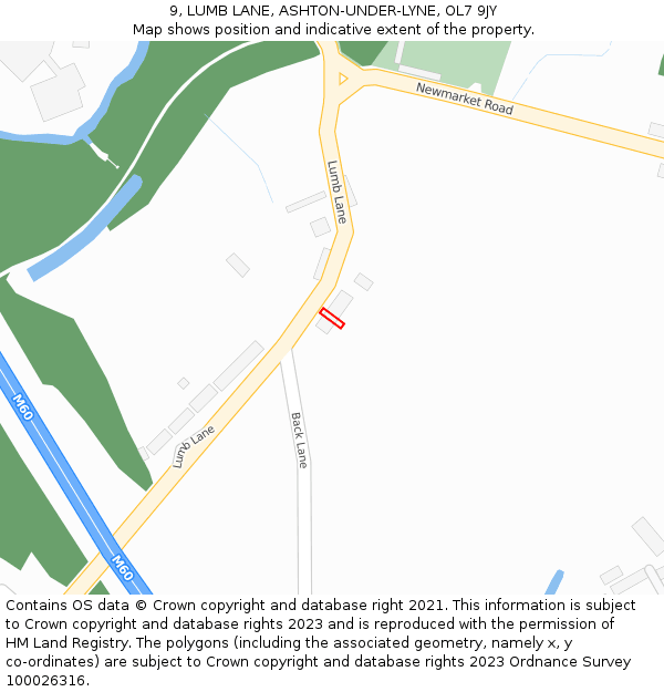 9, LUMB LANE, ASHTON-UNDER-LYNE, OL7 9JY: Location map and indicative extent of plot