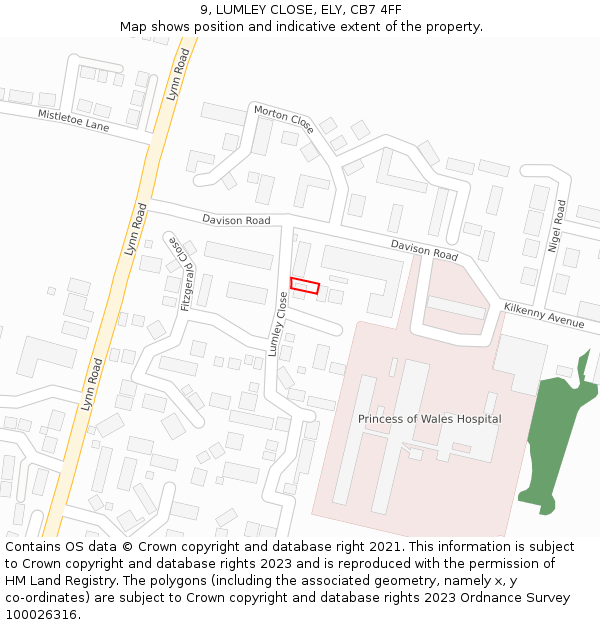 9, LUMLEY CLOSE, ELY, CB7 4FF: Location map and indicative extent of plot